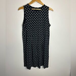 J.Jill  Wearever Collection M Black-White Sleeveless Midi‎ Dress Stretch Printed